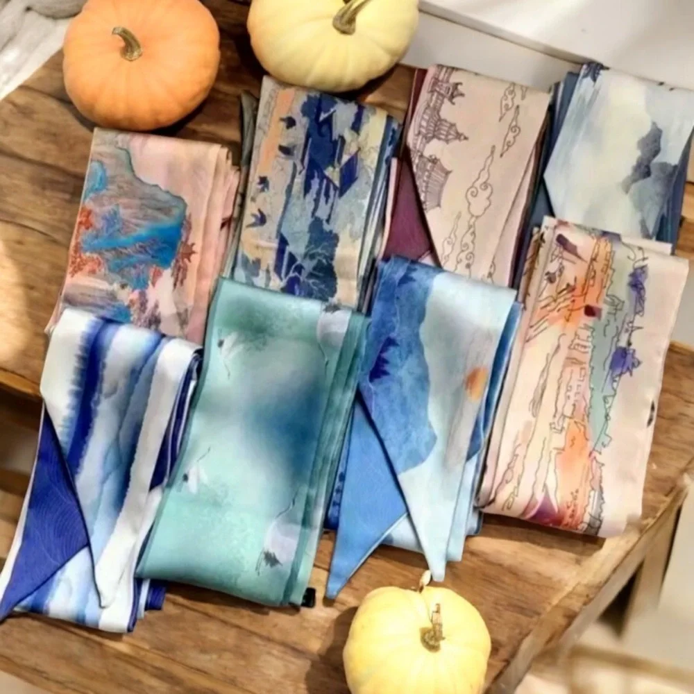 8 Piece Set Oil Painting‎ Print Satin Style Twillies